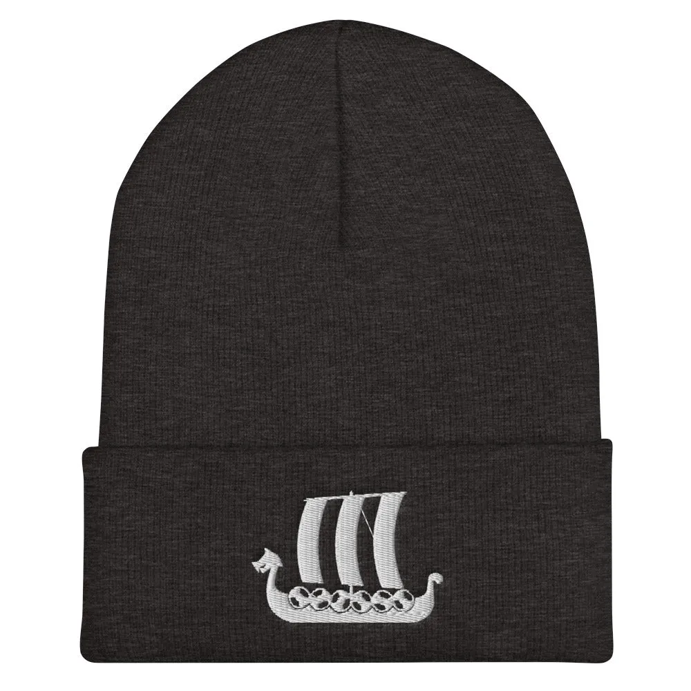 Viking Ship Embroidered Beanie