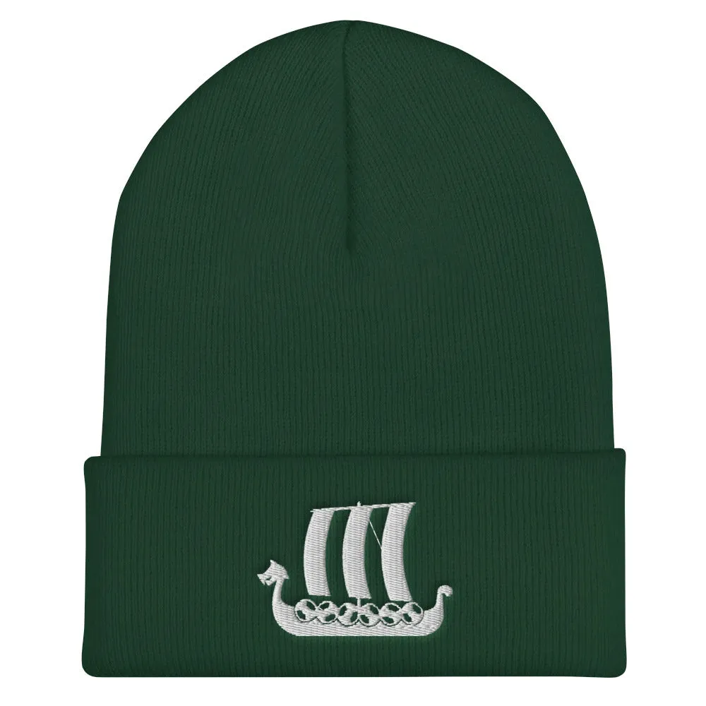 Viking Ship Embroidered Beanie