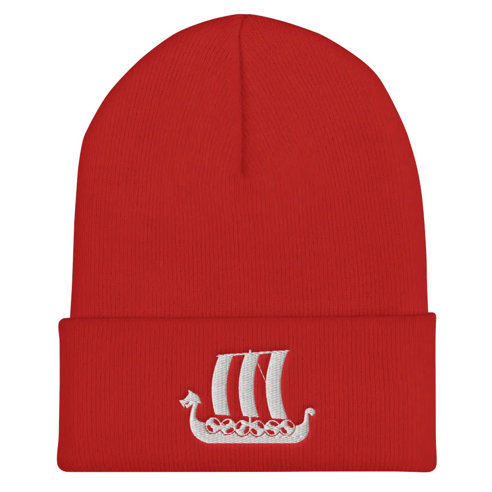 Viking Ship Embroidered Beanie