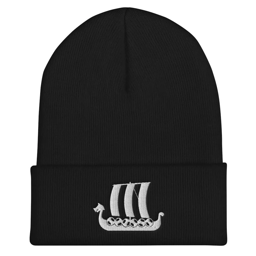 Viking Ship Embroidered Beanie