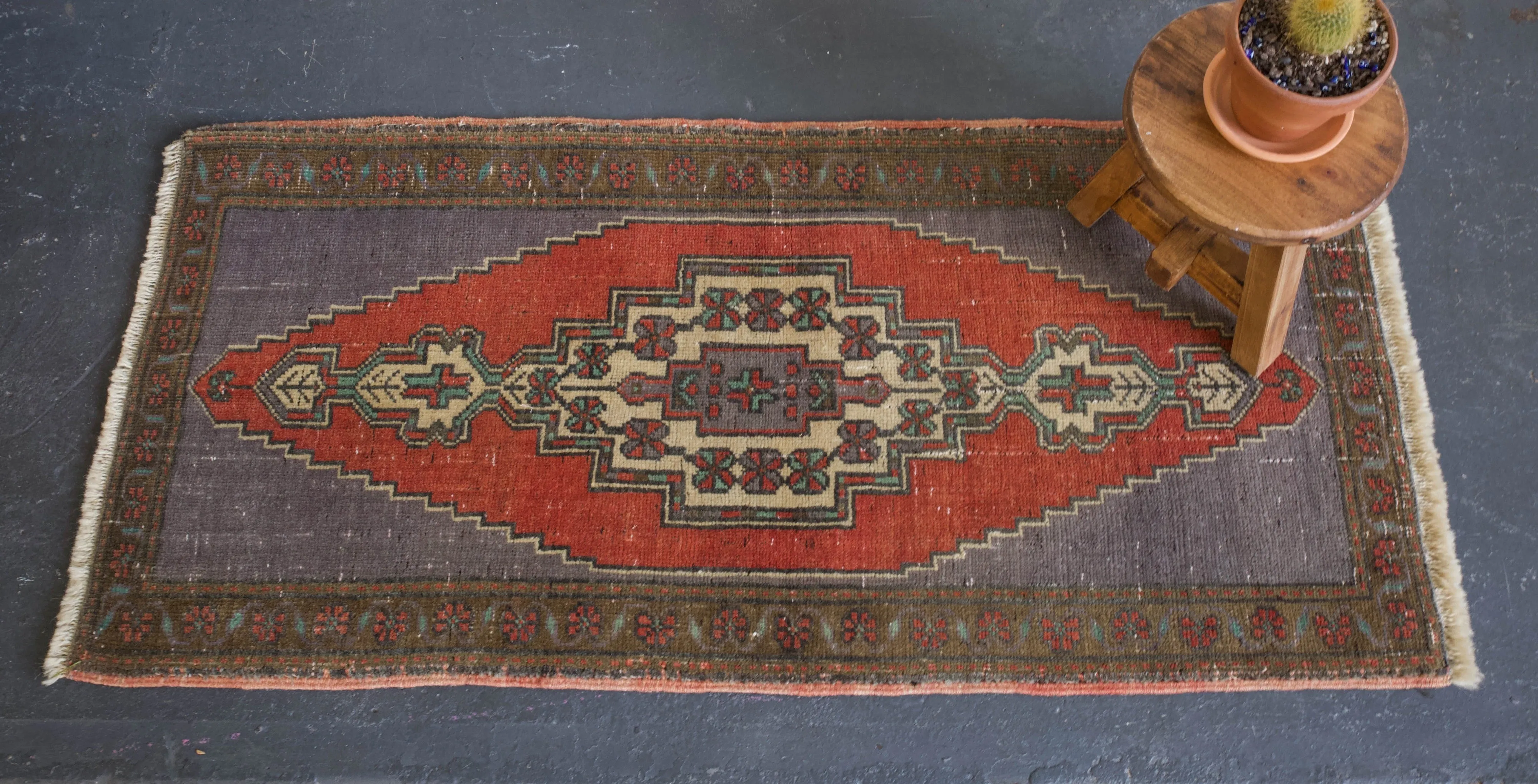Vintage Mini Turkish Rug 1'9"x3'9"