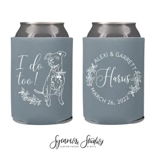 Wedding Can Cooler #192R - Custom Pet Illustration