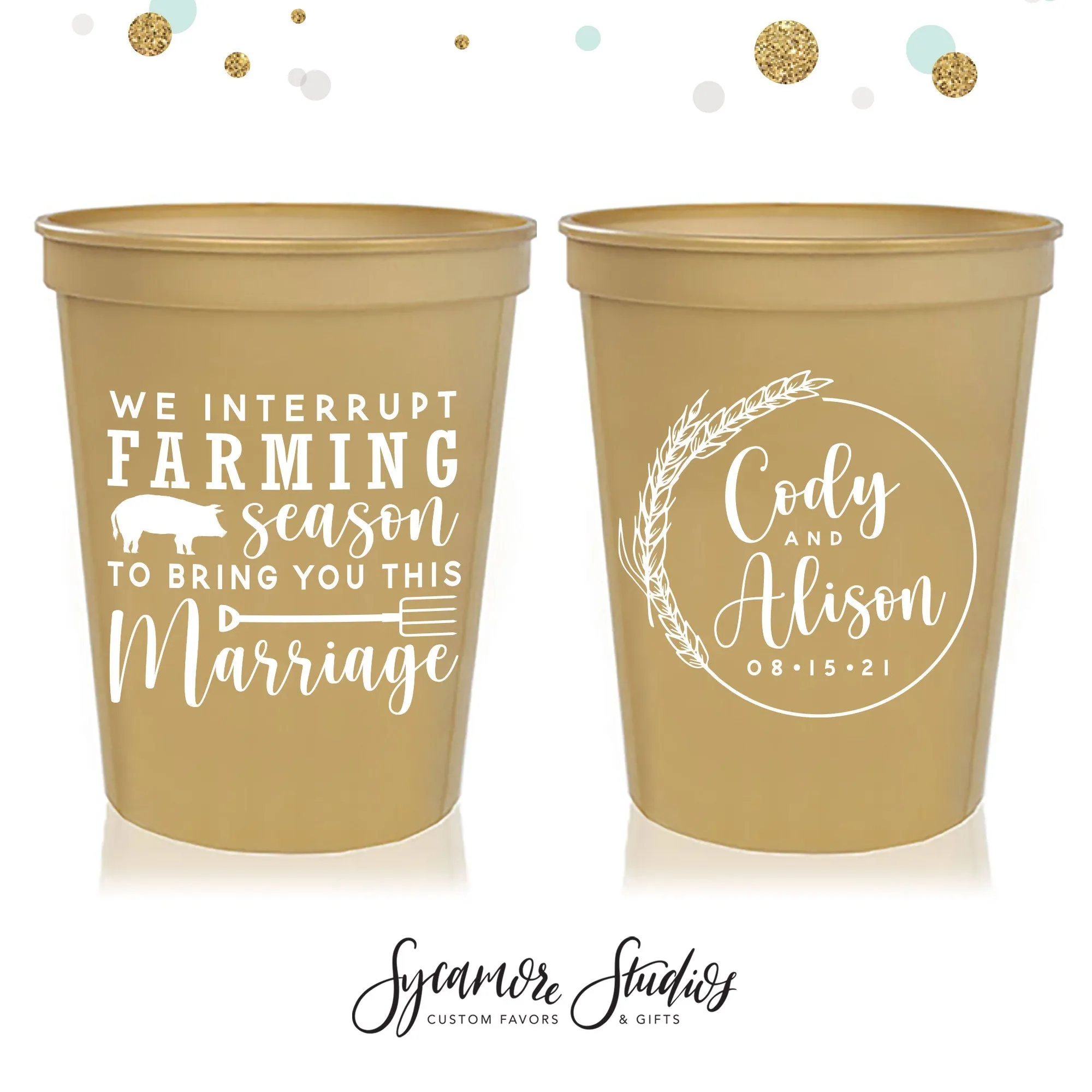 Wedding Can Cooler & Cup Package #180 - We Interrupt Farming Season