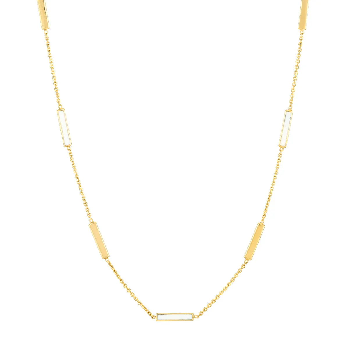 White Enamel Alternating Bar Necklace