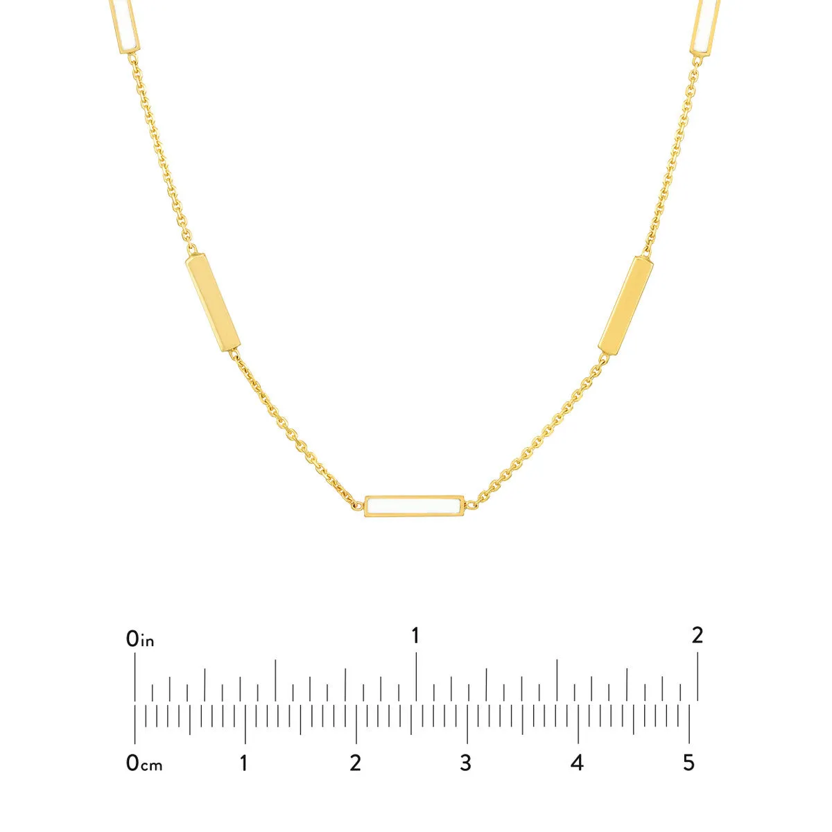 White Enamel Alternating Bar Necklace