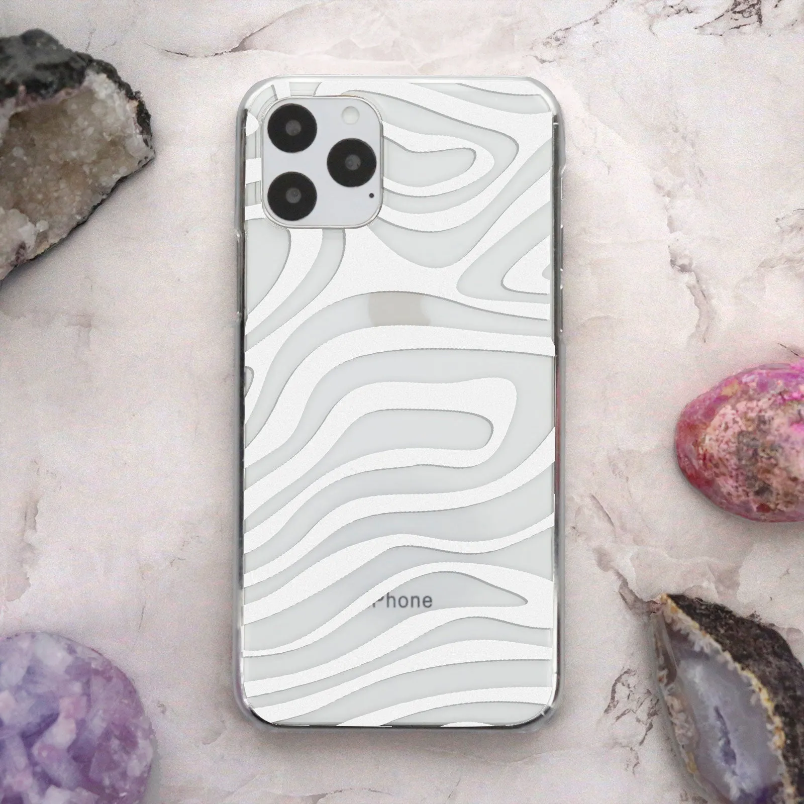White Wavy Swirl iPhone Case