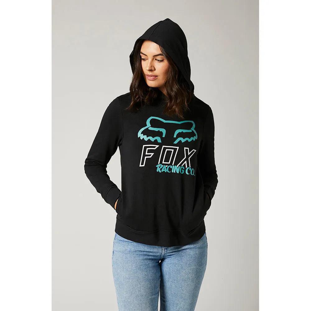 WOMENS FOX HIGHTAIL PO FLEECE HOODY [BLACK]