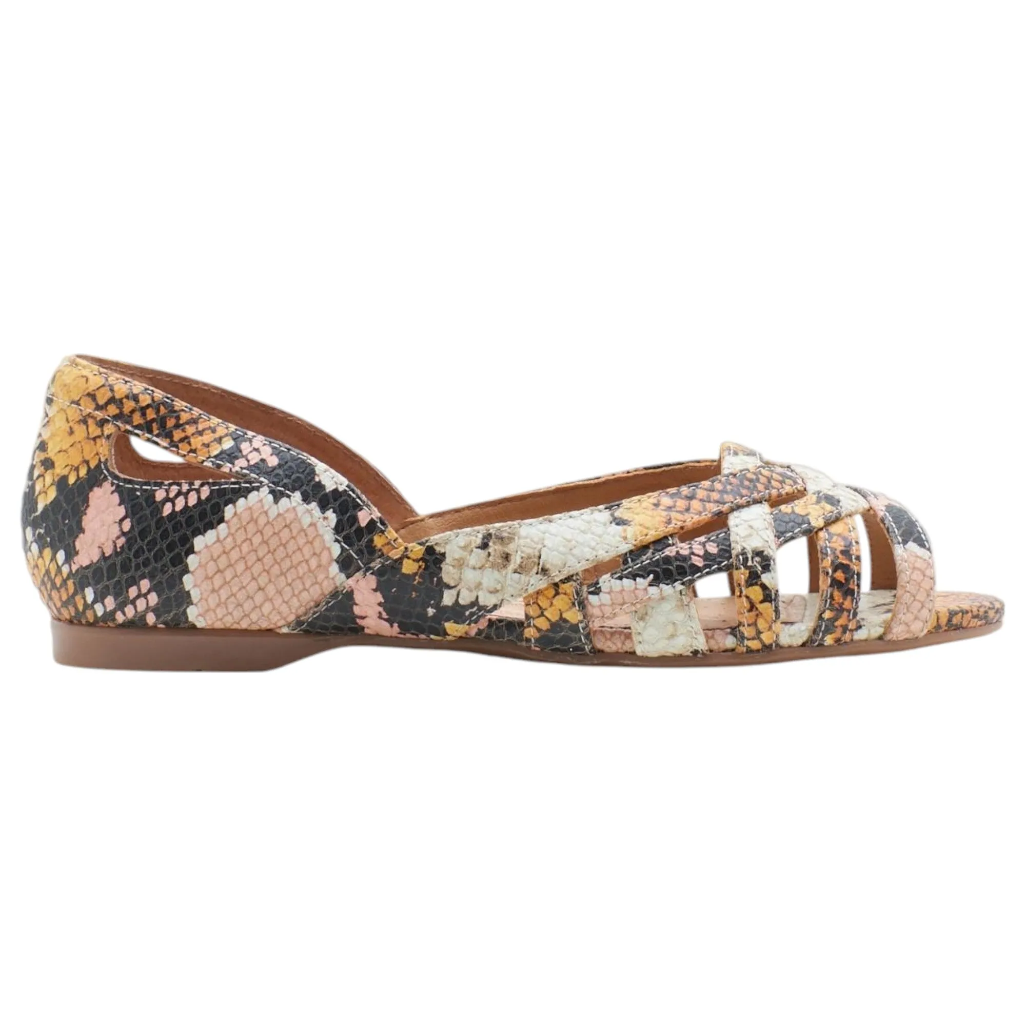 Womens Hush Puppies Wim Tuscan Multi Snake Flats Leather Slip-On Shoes