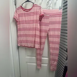 Women’s Kickee Pants Striped Pink and White Pajamas Loungewear set