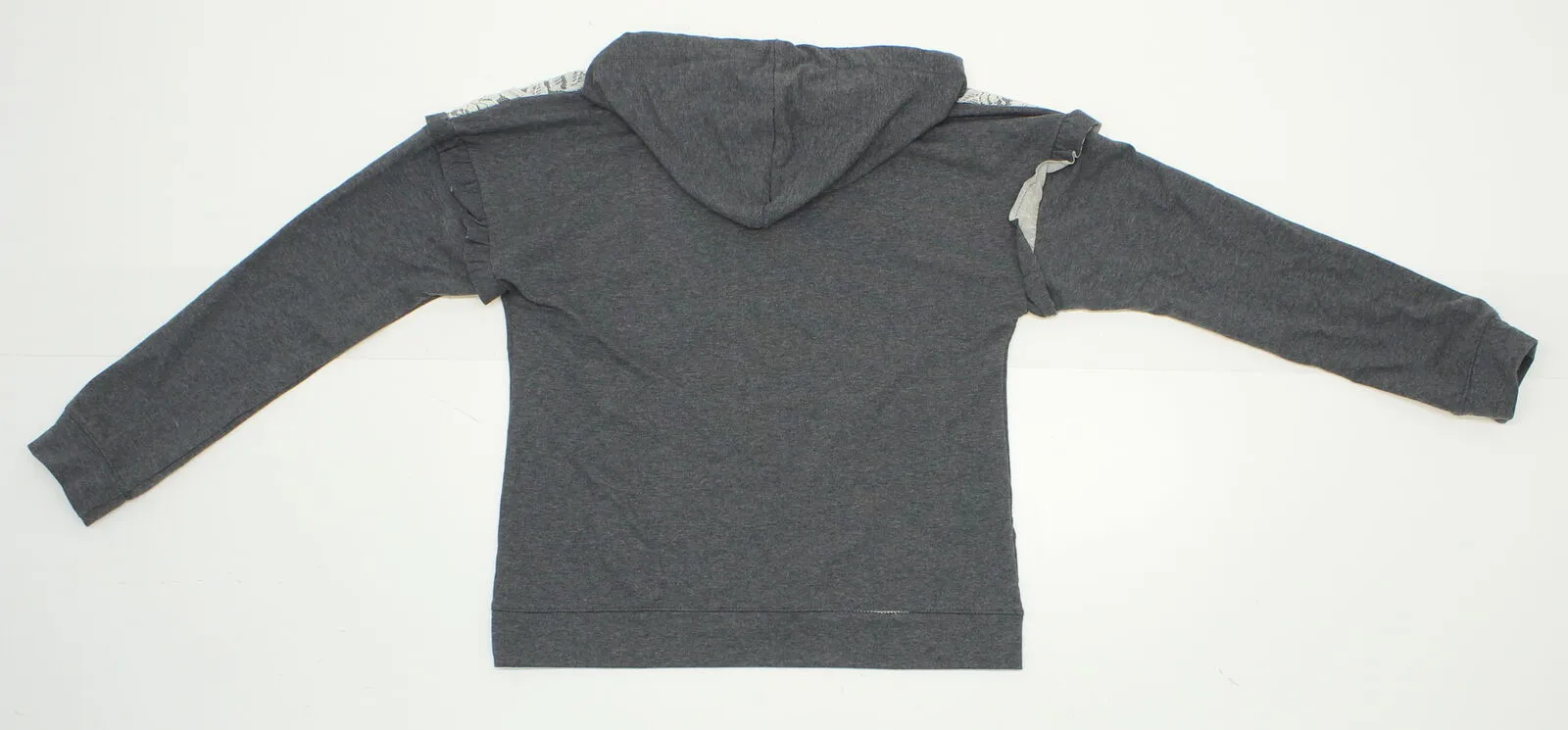 Xhilaration Women's V Neck Ruffle Sleeve Hooded Sweatshirt