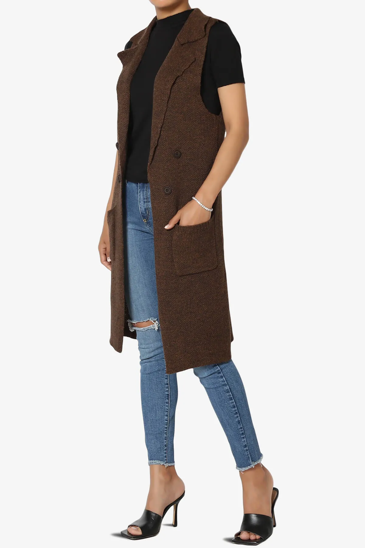 Yaro Sweater Knit Long Vest Gilet