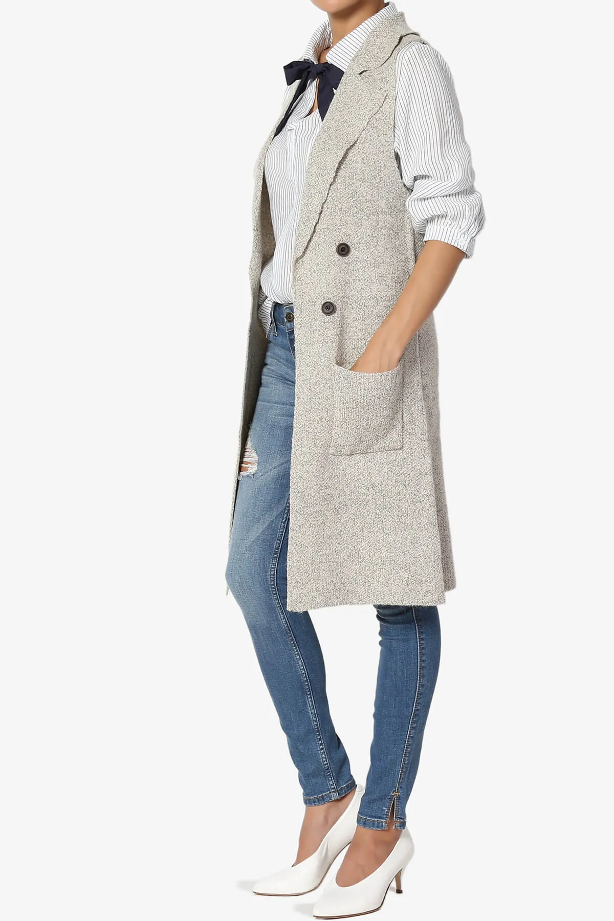 Yaro Sweater Knit Long Vest Gilet