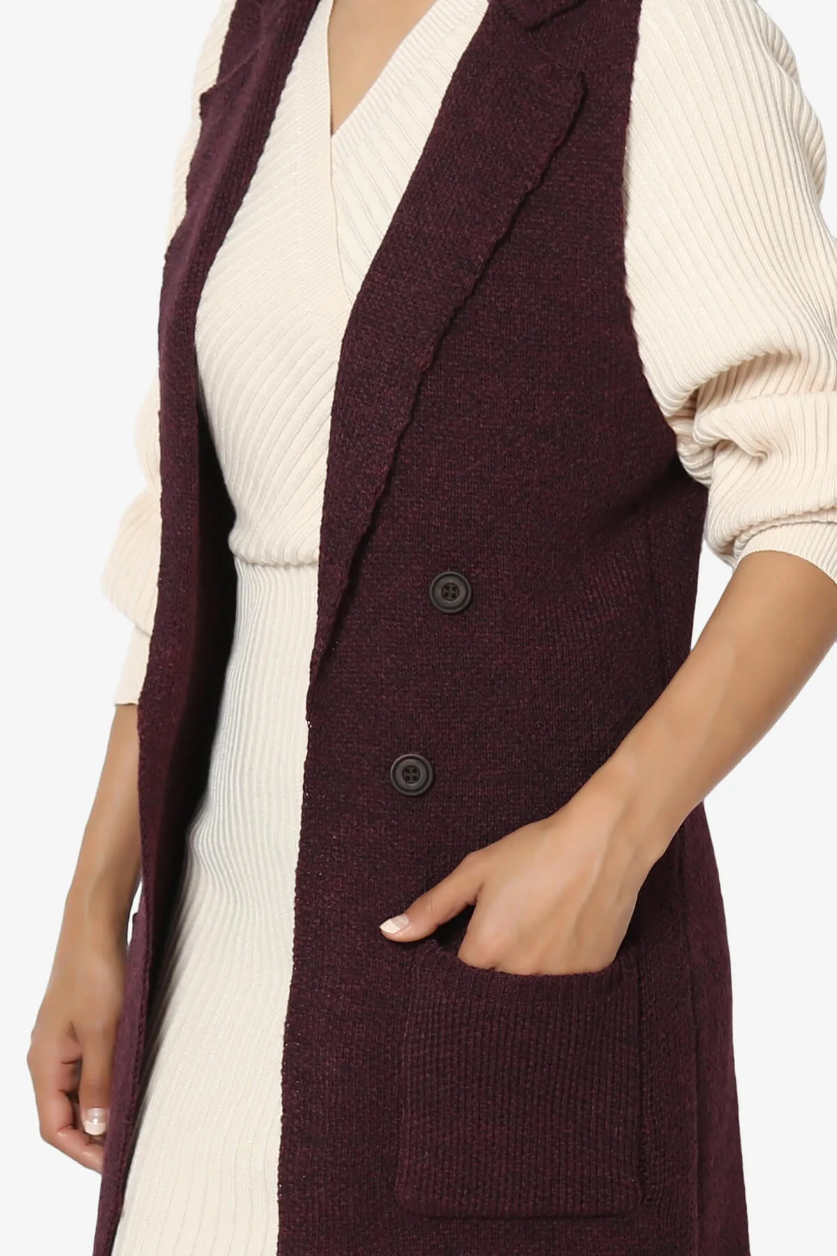 Yaro Sweater Knit Long Vest Gilet