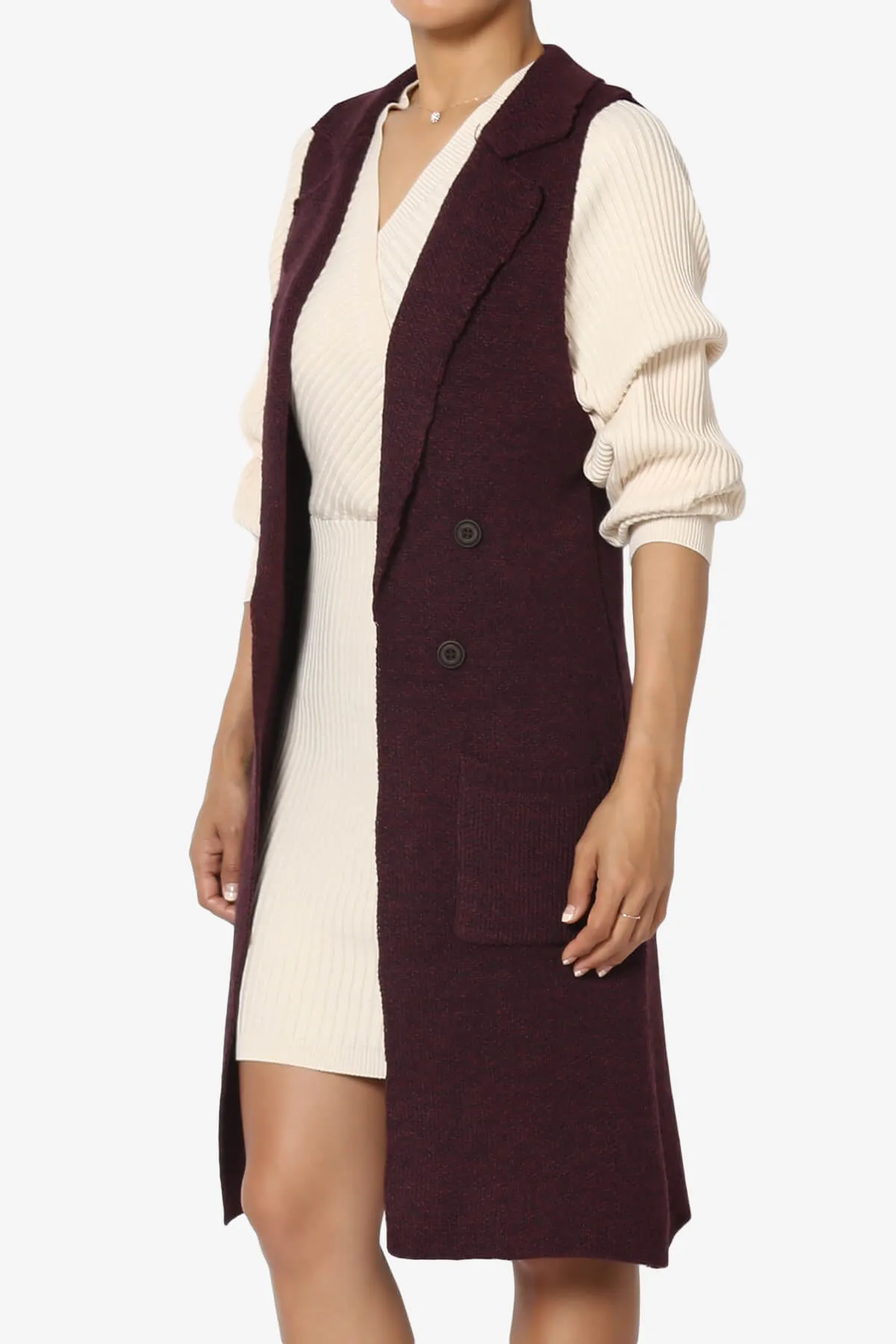 Yaro Sweater Knit Long Vest Gilet