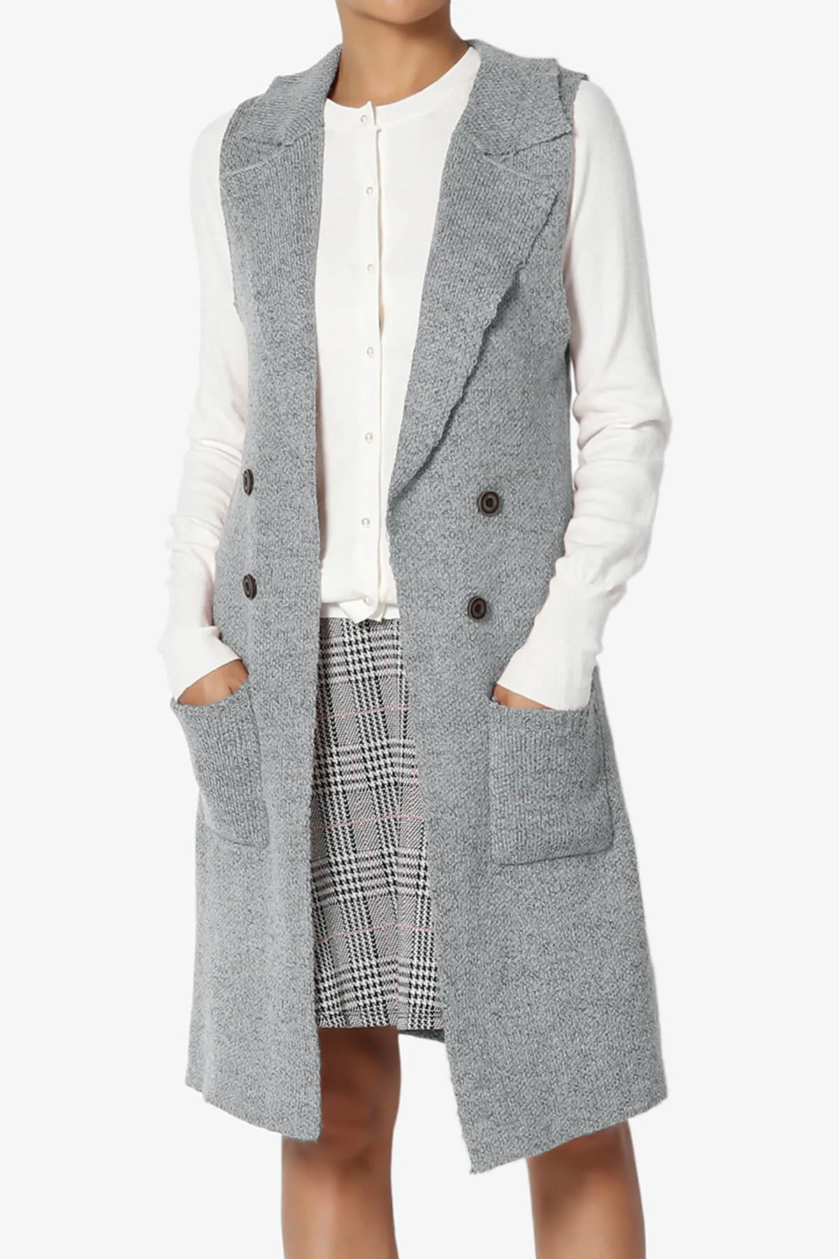 Yaro Sweater Knit Long Vest Gilet