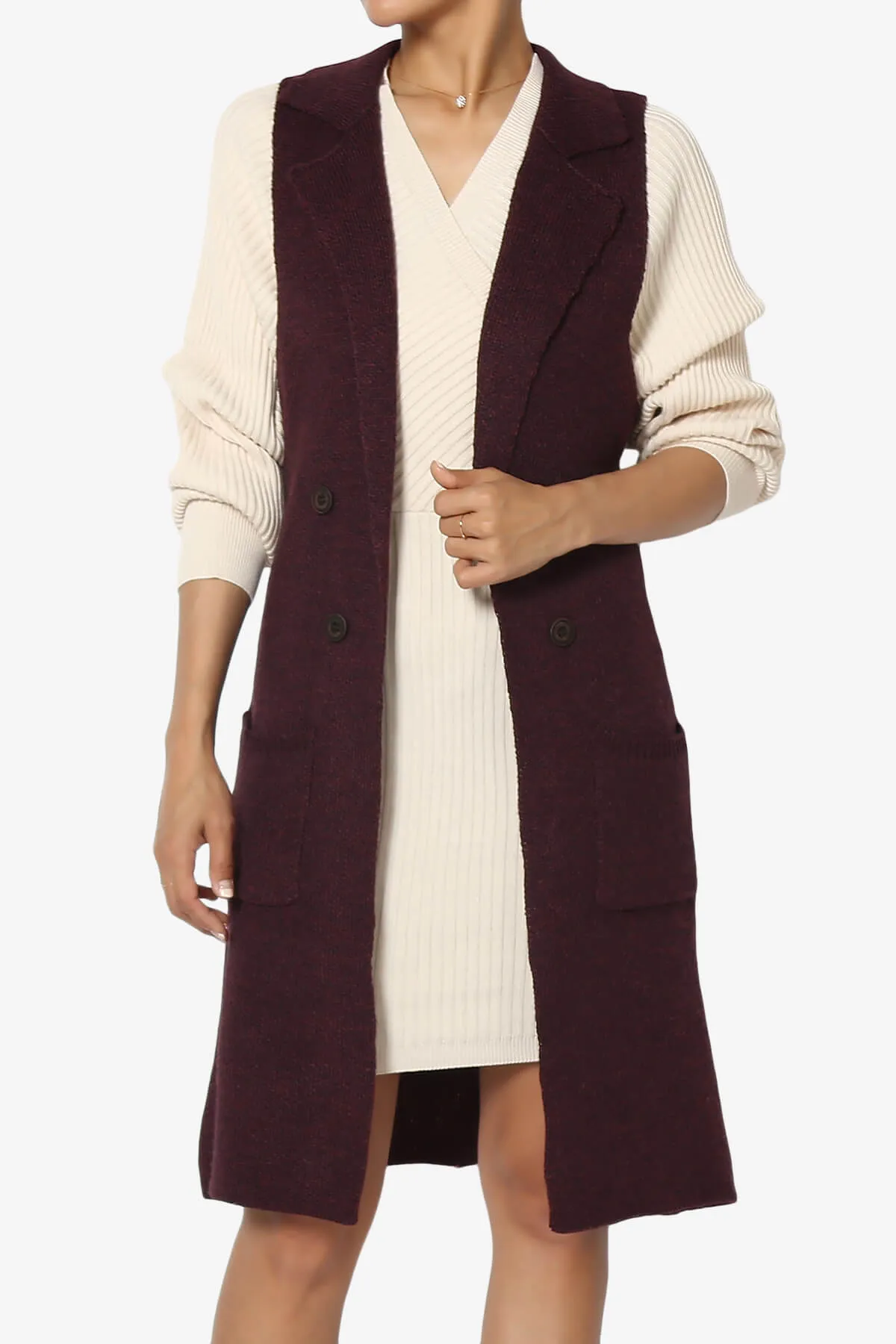 Yaro Sweater Knit Long Vest Gilet