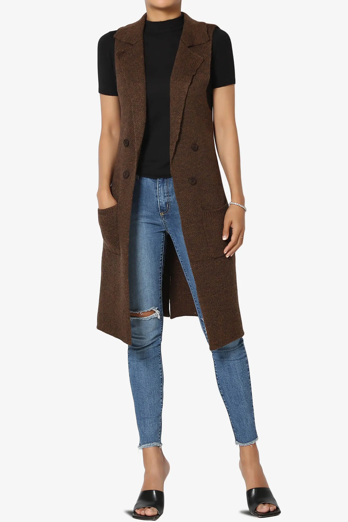 Yaro Sweater Knit Long Vest Gilet