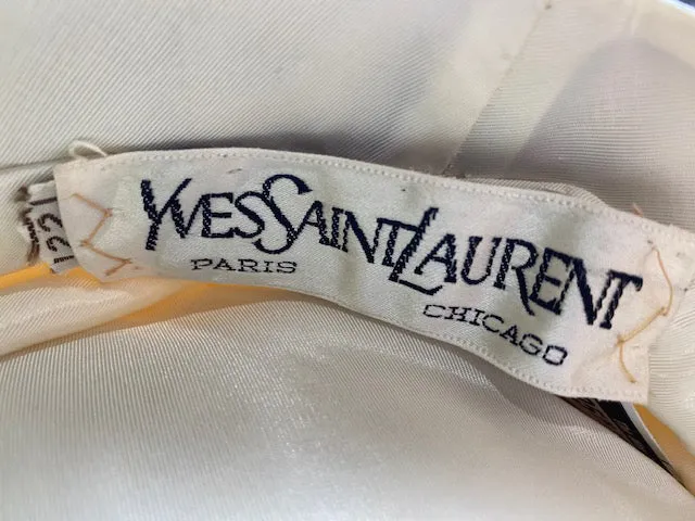 YSL 70s  Ivory Bulky Crochet Hat with Leather Trim